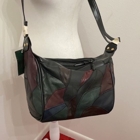 NWT Four Seasons Genuine Soft Leather Patchwork  Crossbody Purse - Picture 2 of 7